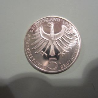 Germany - Federal Republic 5 Mark Unc Silver Coin 1975 - G. photo