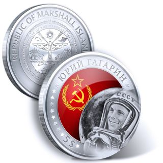 Issue 1 Oz Silver 9999 - 5 Dollars Russia In Space Yuri Gagarin 5 Dollars photo