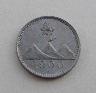 1900 H Guatemala 1/4 Real Coin Sun Mountains Central America photo