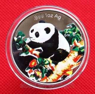Exquisite 1998 Chinese Panda Colored Silver Coin photo