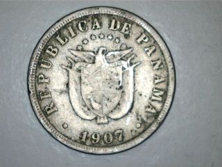 1907 Panama 2 - 1/2 Centesimos De Balboa Coin (0805) photo