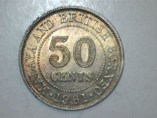 1961 Malaya And British Borneo 50 Cents Coin (0804) photo