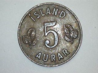 1959 Iceland 5 Aurar Island Coin (0758) photo