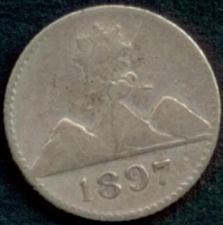 Guatemala 1897,  ¼ Quarter Real Silver Coin photo