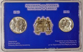 Greece 1963 & 1964 Silver 30 Drachmai Unc photo