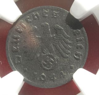 1944 - D Ngc Au - 58 Nazi Swastika 1 Reichspfennig Coin - Germany 3rd Reich D - Day Year photo