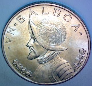 Panama 1947 Balboa Silver Coin Uncirculated photo