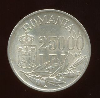 Romania 25000 Lei 1946 Silver Coin Luster photo