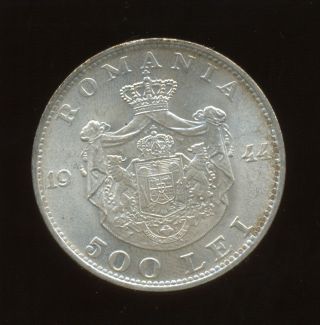 Romania 500 Lei 1944 Silver Coin Luster photo