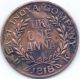 1818 Lord Shiva East India Company Uk One Anna Rare Temple Token Coin D3 India photo 1