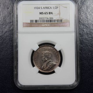 1924 South Africa 1/2 Penny Ngc Ms65 Bn - Halfpenny photo