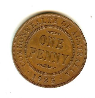 Australian Penny 1925 Gvf photo