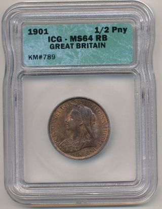 1901 Great Britain 1/2 Penny Icg 64rb photo