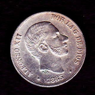 Philippines Spain Colonial 1885 10 Centavos Alfonso Xii Silver photo