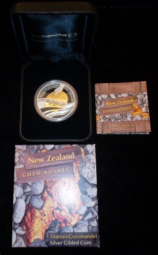 Zealand Proof $1 Coin,  2006 Gold Rush, .  999 Silver. photo