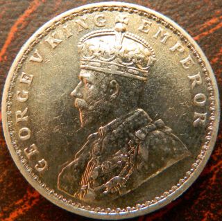 1914 - C One Rupee Silver Coin George V British India Aunc (gv 17) photo