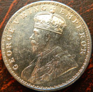 1919 - B One Rupee Silver Coin George V British India Aunc (gv 19) photo