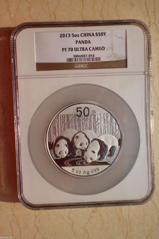 Ngc Pf70 Ultra Cameo China 2013 Silver 5 Oz Panda Coin photo