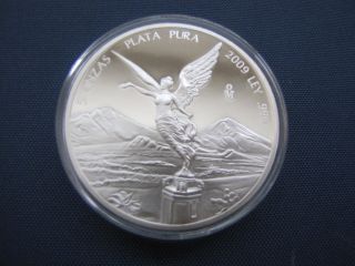 5 Oz.  2009 Mexico Large Silver Proof Libertad.  999 Coin Qty.  1 (5,  000 Minted) photo