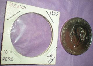 1955 Mexico 10 Pesos Silver Coin.  585k Minted.  8357 Oz.  Asw photo