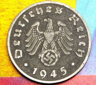 Xxx - Rare 1945 - A Nazi Swastika 1 Reichspfennig Coin - Germany 3rd - Reich photo