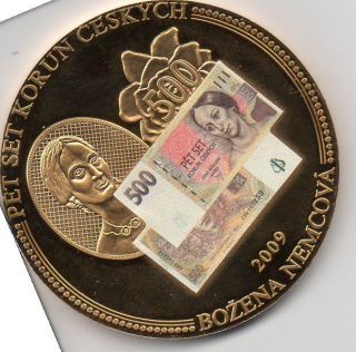 Bozena Nemcova Commemorative Gold Plated 500kc Coin photo