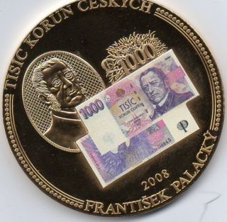 Frantisek Palacky Commemorative Gold Plated 1000kc Coin photo
