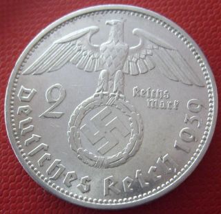 Antique Silver 1939 A Berlin 2 Mark Ww2 Nazi Eagle Bullion Very Old Coin (mka45) photo