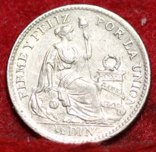 1912 Peru 1/2 Din Silver Foreign Coin S/h photo