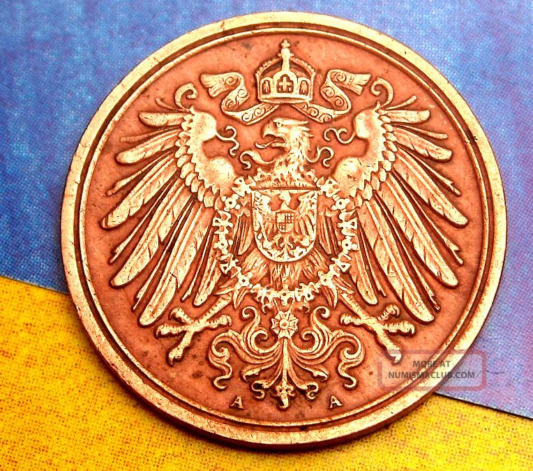 Xx - Rare 1912 - A German Empire Reich 1 Pfennig Copper Germany Coin Antique Ww1 Era Germany photo