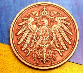 Xx - Rare 1912 - A German Empire Reich 1 Pfennig Copper Germany Coin Antique Ww1 Era photo