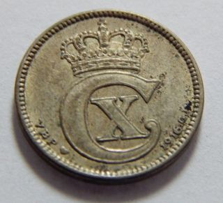 1916 Denmark Silver 25 Ore Coin - Better Date photo