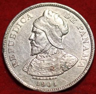 1904 Panama 25 Centesimos Silver Foreign Coin S/h photo