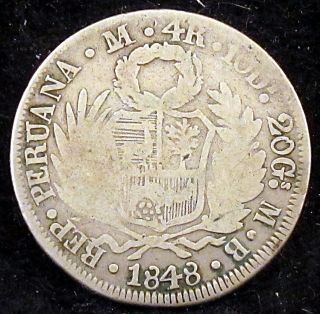 1848 Lima Mb Good (g) Peru Silver 4 Reales 13.  54g 90.  3 Silver - Pu1 photo