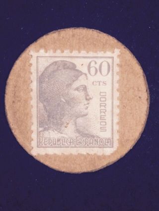 Spain Civil War Postage Stamp Money 1938.  60 Céntimos photo