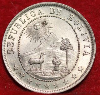 Uncirculated 1909 Bolivia 10 Centavos Foreign Coin S/h photo