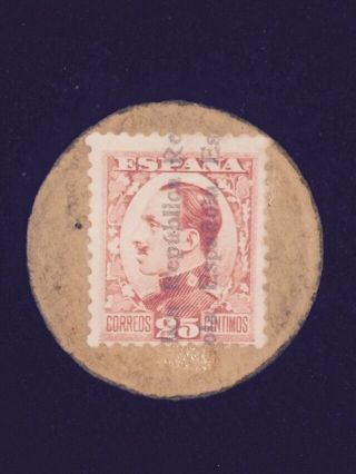 Spain Civil War Postage Stamp Money 1938.  25 Céntimos photo