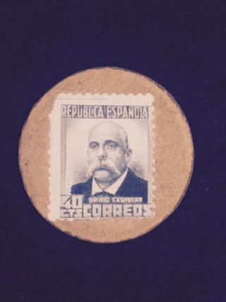 Spain Civil War Postage Stamp Money 1938.  40 Céntimos photo
