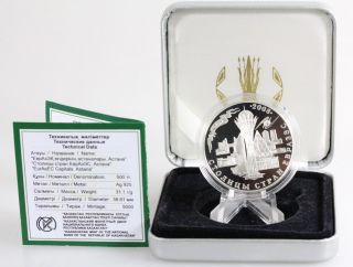 2008 Kazakhstan 500 Tenge 10 Years Of City Astana Silver Proof Coin Ogp & photo