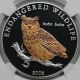 2005 Gilt Mongolia Eurasian Eagle Owl Silver 500 Togrog Pf 69 Uc Ngc Bubo Bubo Asia photo 2