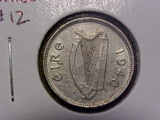 1940 Ireland Republic 3 Pence In Xf,  Km 12.  99c photo