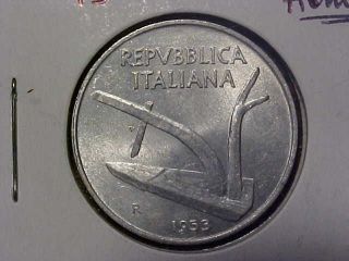 1953 - R Italy 10 Lire In Au,  Km 93.  99c photo
