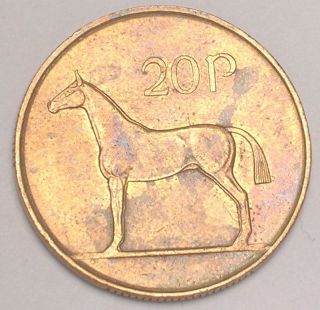 1988 Ireland Irish 20 Pence Hunter Horse Coin Xf photo