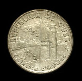 West Indies/central America Silver 40 Centavos 1952 Extremely Fine, photo