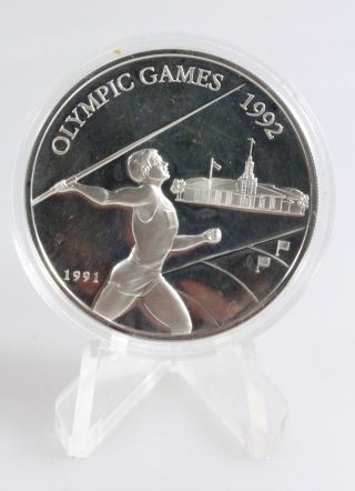 1991 Samoa 10 Tala Olympic Games Of 1992 Javelin Thrower Silver Proof Coin photo