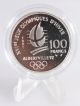 1990 France 100 Francs 1992 Olympic Games Hockey And Ibex Silver Proof Coin Europe photo 1