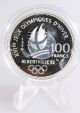 1990 France 100 Francs 1992 Olympic Games Slalom Skiers Silver Proof Coin Europe photo 1