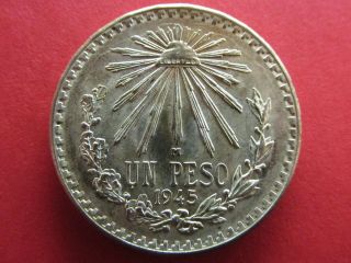 1945 Mexico 1 Peso.  720 Silver 
