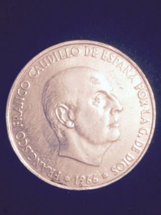 Spain.  Estado Español Silver 100 Pesetas 1966 19 - 66 photo