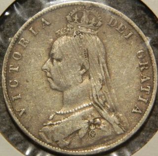 British Silver Half Crown - 1891 - Queen Victoria - $1 Unlimited photo